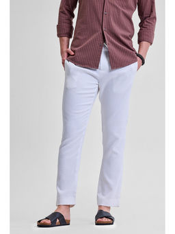 Snitch - White Solid Slim Fit Trouser