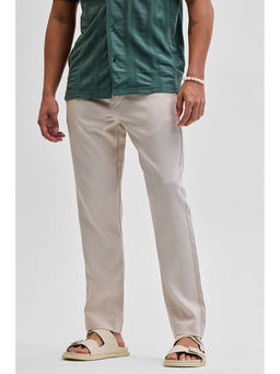 Snitch - Cream Slim Fit Drawstring Trouser