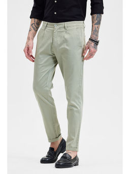 Snitch - Light Green Solid Slim Fit Trouser