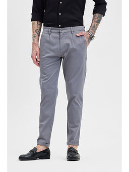Snitch - Grey Solid Slim Fit Trouser
