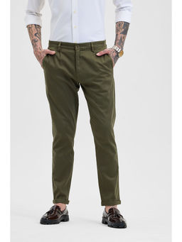 Snitch - Olive Solid Slim Fit Trouser