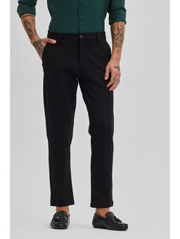 Snitch - Black Solid Stretch Slim Fit Trouser