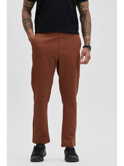 Snitch - Brown Solid Regular Fit Stretch Trouser