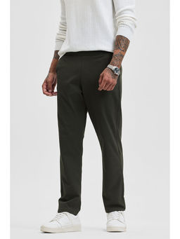 Snitch - Olive Solid Regular Fit Stretch Trouser