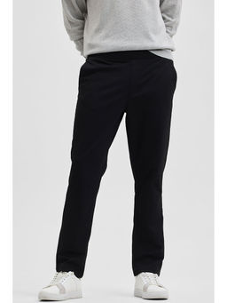Snitch - Black Solid Regular Fit Stretch Trouser