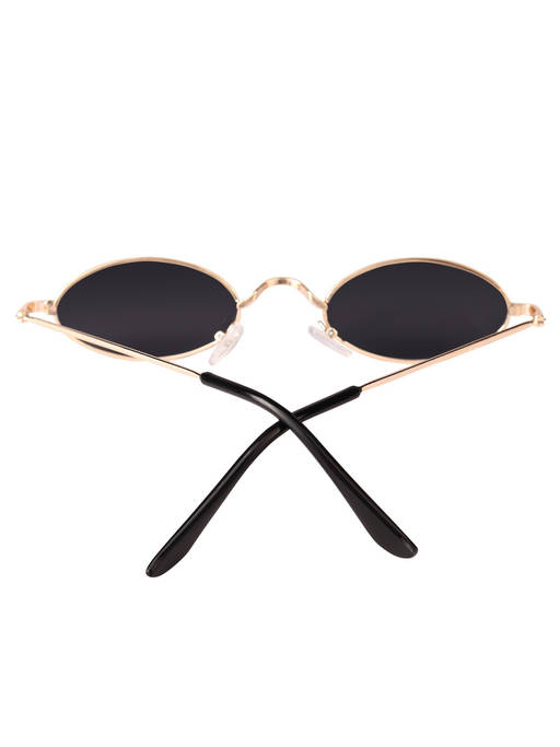 Buy Spiky Stylish Gold Frame Black Lense Oval Sunglasses Online display picture 1