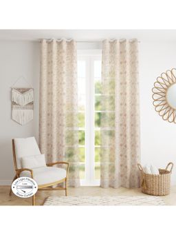 HomeTown - Amour Door Sheer Curtains Set of 2 Embroidered 7 Feet in Beige Colour