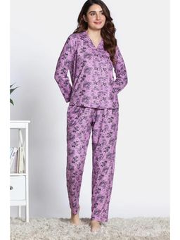 Zivame - Griffin Purple Mickey Mania Knit Poly Shirt with Pyjama (Set of 2)