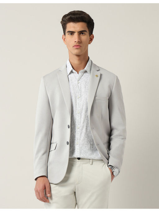 AD By Arvind Grey Tailored Fit Dobby Blazer