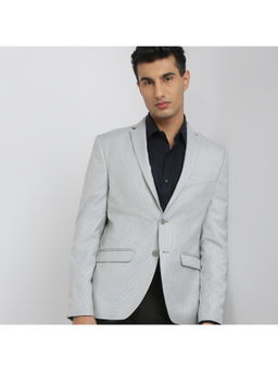Park Avenue - Medium Grey Polyester Viscose Blend Slim Fit Blazer