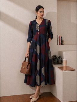 DECKEDUP - Indigo Burnt Flare Dress