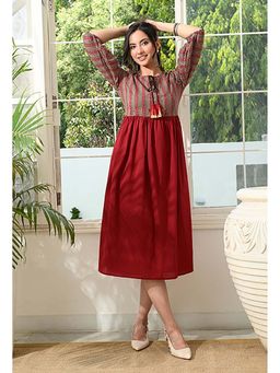 DECKEDUP - Maroon Geru Haveli Dress
