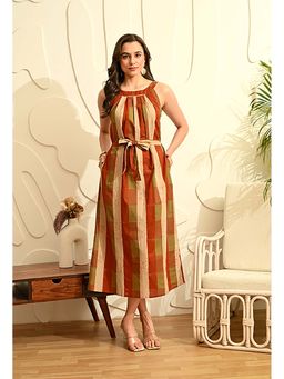DECKEDUP - Multi-Colour Striped Fusion Dress