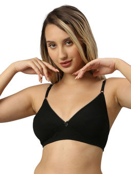 Smarty Pants - Womens Black Color Cotton Lycra Non Padded Medium Coverage Bra