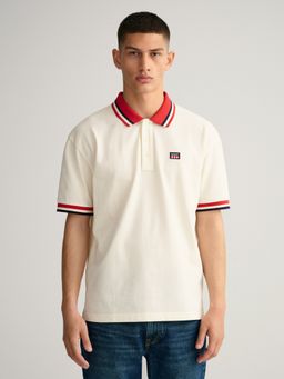 GANT - Men Cream Solid Regular Fit Polo T-Shirt