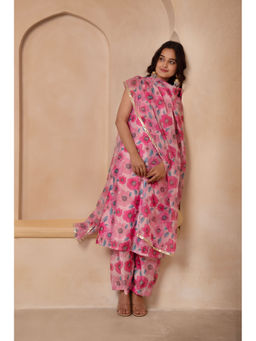 POMCHA - Pink Dhoop Chaav Leela Muslin Kurta with Pant and Dupatta (Set of 3)