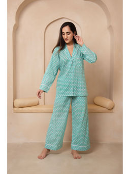 POMCHA - Dhoop Chaav Saanjh Turquoise Co-Ord (Set of 2)