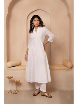 POMCHA - Dhoop Chaav Sama White Cotton Co-Ord (Set of 2)
