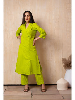POMCHA - Dhoop Chaav Lime Green Cotton Co-Ord (Set of 2)