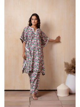 POMCHA - Dhoop Chaav Cotton Purple Kaftan with Pant (Set of 2)