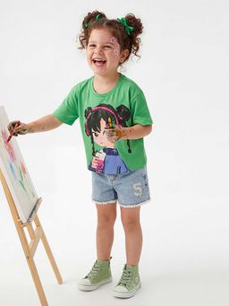 United Colors of Benetton - Green Printed Comfortable Fit T-Shirt