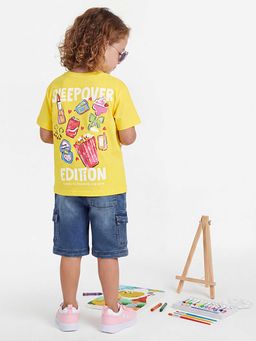 United Colors of Benetton - Longline Fit Round Neck Graphic Print T-Shirt Yellow
