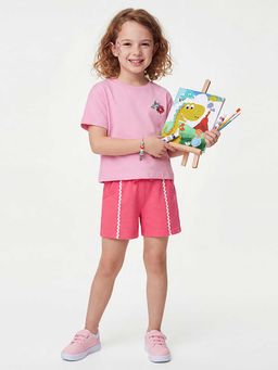 United Colors of Benetton - Cropped Fit Round Neck T-Shirt Pink