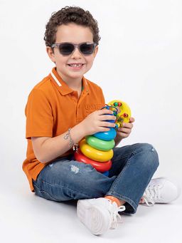 United Colors of Benetton - Boys Dark Blue Straight Fit Mid Rise Solid Jeans