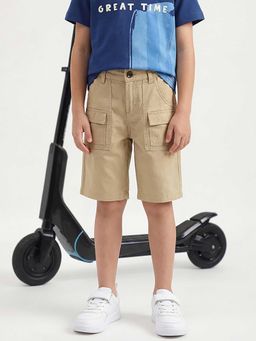 United Colors of Benetton - Beige Regular Fit Mid Rise Cargo Solid Shorts