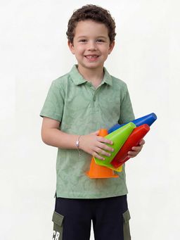 United Colors of Benetton - Green Regular Fit Printed Polo T-shirt