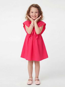 United Colors of Benetton - Pink Regular Fit V-Neck Solid Poplin Dress