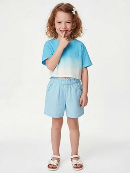 United Colors of Benetton - Cropped Round Neck T-Shirt Blue