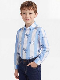 United Colors of Benetton - Blue Regular Fit Collar Stripes Shirt