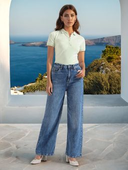 U.S. POLO ASSN. - Wide Leg Mid Rise Jeans Blue