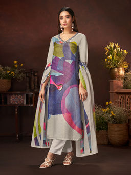 SPRAHA - Anvi Multicolour Simmer Tissue Unstitched Kurta with Bottom and Dupatta (Set of 3)