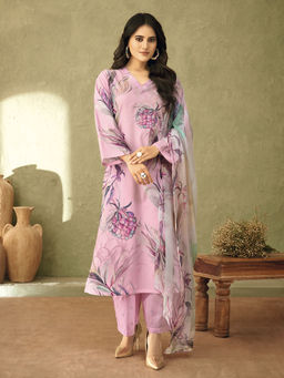 SPRAHA - Qahira Pink Unstitched Kurta with Bottom and Dupatta (Set of 3)