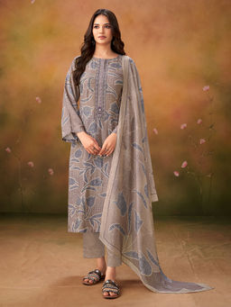 SPRAHA - Richa Brown Unstitched Kurta with Bottom and Dupatta (Set of 3)