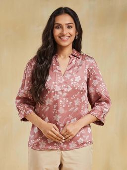 Fabindia - Pink Pull On Three Fourth Sleeves Top