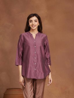 Fabindia - Wine Button Fly Three Fourth Sleeves Tunic
