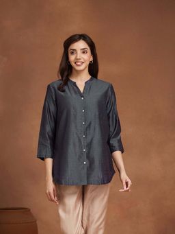 Fabindia - Black Button Fly Three Fourth Sleeves Tunic