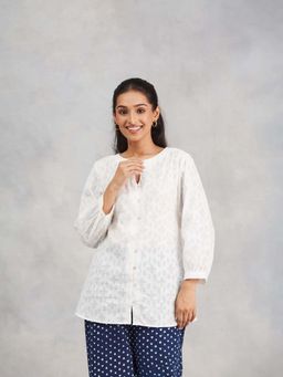 Fabindia - White Button Fly Full Sleeves Tunic