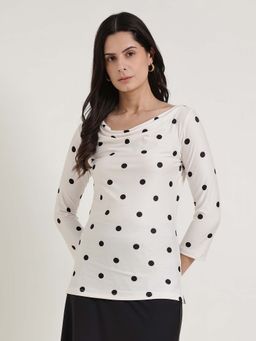 FableStreet - Off White Pull On Three Fourth Sleeves Top