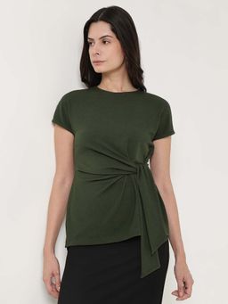 FableStreet - Olive Pull On Half Sleeves Top