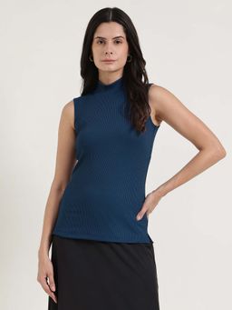 FableStreet - Navy Blue Pull On Sleeveless Top