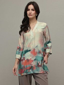 Libas - Multi-Color V-Neck Printed Kurti