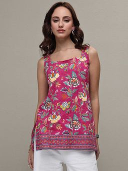 Libas - Pink Square Neck Floral Tunic