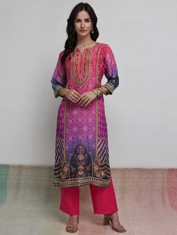 Libas - Multi-Color Round Neck Printed Kurta