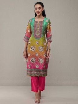 Libas - Multi-Color Round Neck Floral Kurta