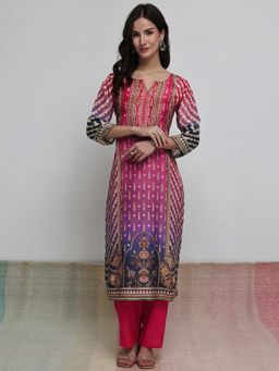 Libas - Multi-Color Round Neck Printed Kurta