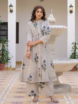 Autumnlane - Off White Mandarin Neck Floral Co-ord Set
